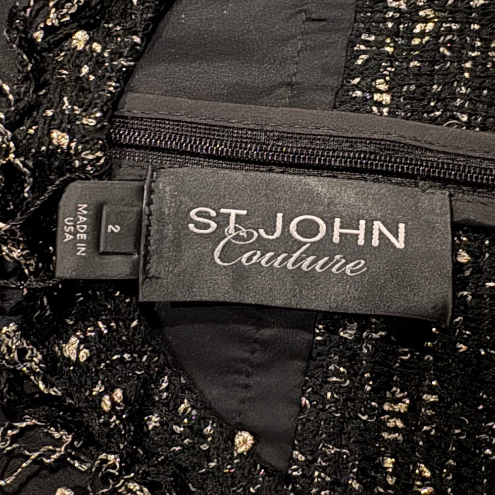 St. John Couture Black & Gold Dress Sz 2 - Picture 12 of 12